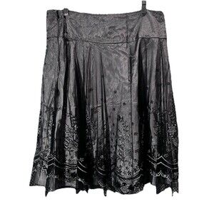 Dressbarn Sz 10 Floral Cut Out Sheer Black Mesh Fairy Goth Event Skirt